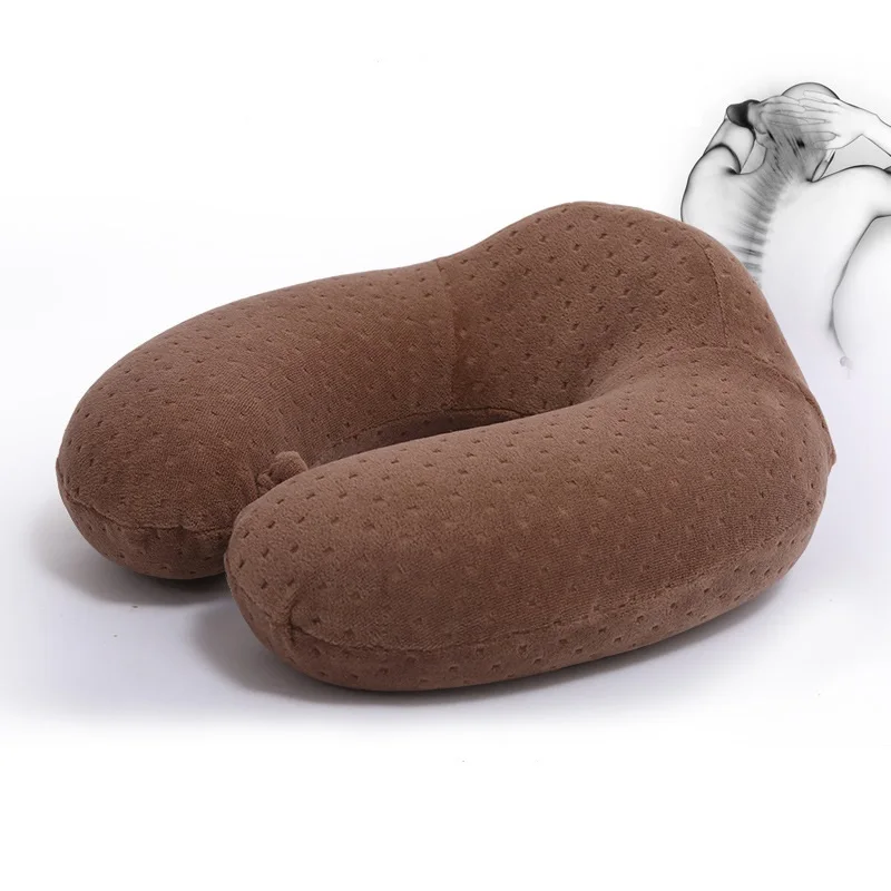 Тайская латексная u-образная подушка для шеи Memory Foam Автомобильная дорожная воздушная подушка домашняя подушка для шеи голова поддержка офисная Подушка дорожная подушка - Цвет: Коричневый