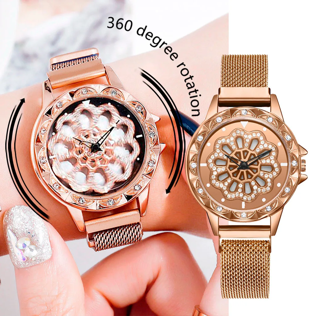 Женские дизайнерские часы роскошные для женщин 2020 градусов вращающиеся модные