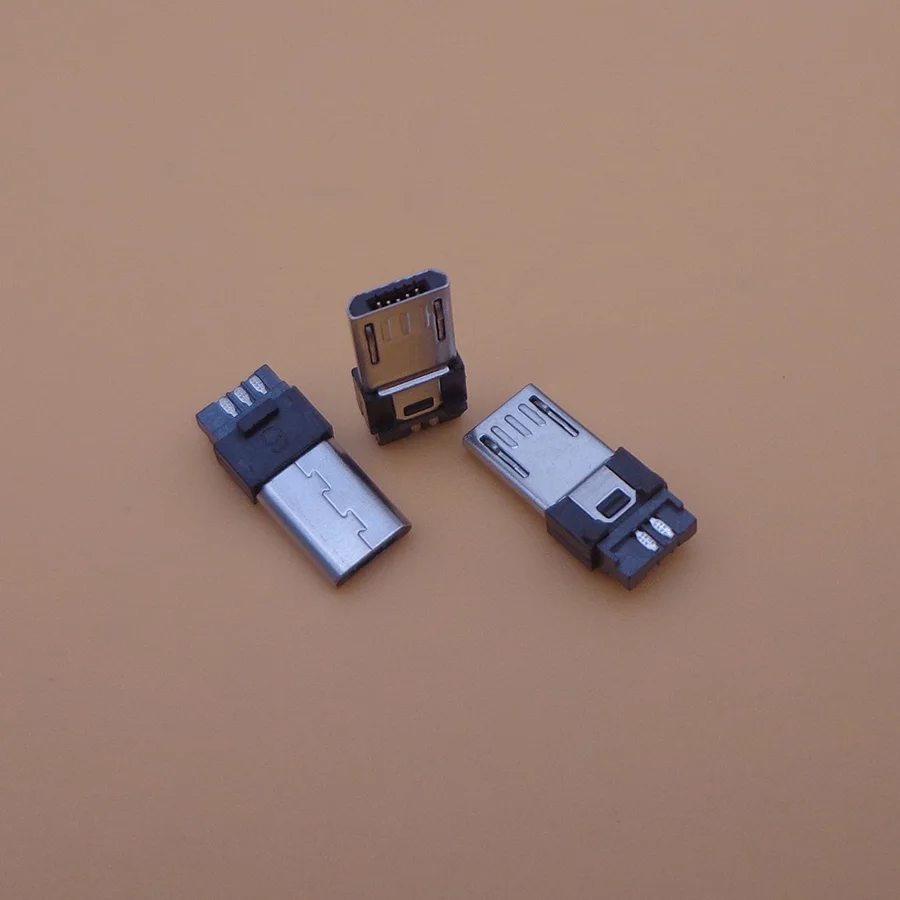 

10-1000Pcs Micro USB socket Type B 5Pin Male Plug Wire Solder Connector For DIY Welding Type Tail Charging port Mobile Phone