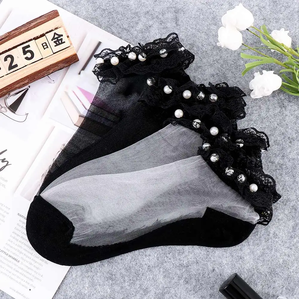 Новинка весенне летние женские носки японский Харадзюку шелковые кружевные