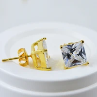 square cut unisex stud earrings yellow gold filled classic earrings