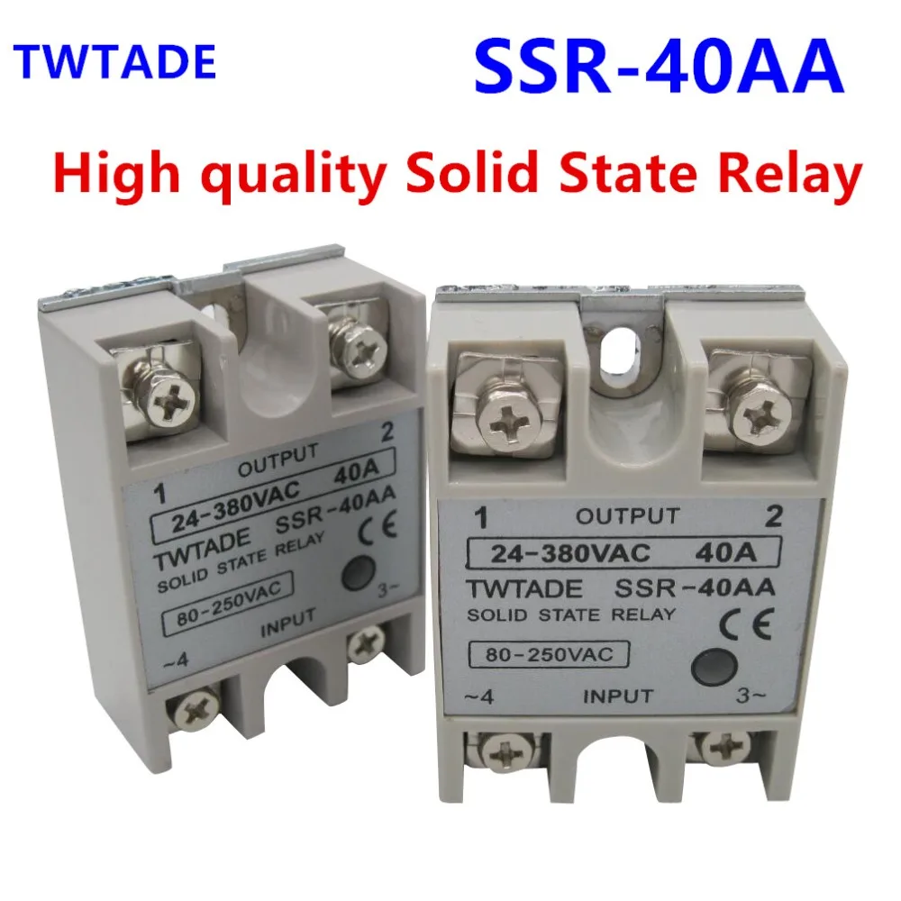 TWTADE/высококачественное Однофазное твердотельное реле SSR-40AA 40A модуль 24-380VAC к 80-250VAC SSR 40AA твердотельное реле
