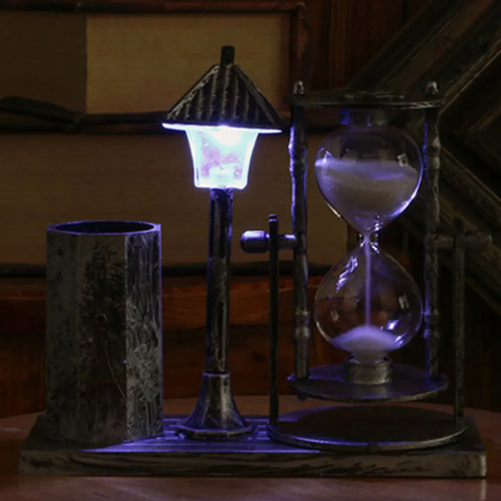 

Retro Sandglass with LED Night Light Tower Desk Lamp Home Table Decor Ornament SDF-SHIP