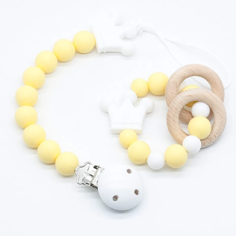 Pale yellow Соски зажимы силиконовые бусины держатель с зажимом для соски-пустышки цепочки для соски с сосками атташе держатель для соски Детские Прорезыватели - Цвет: Pale yellow