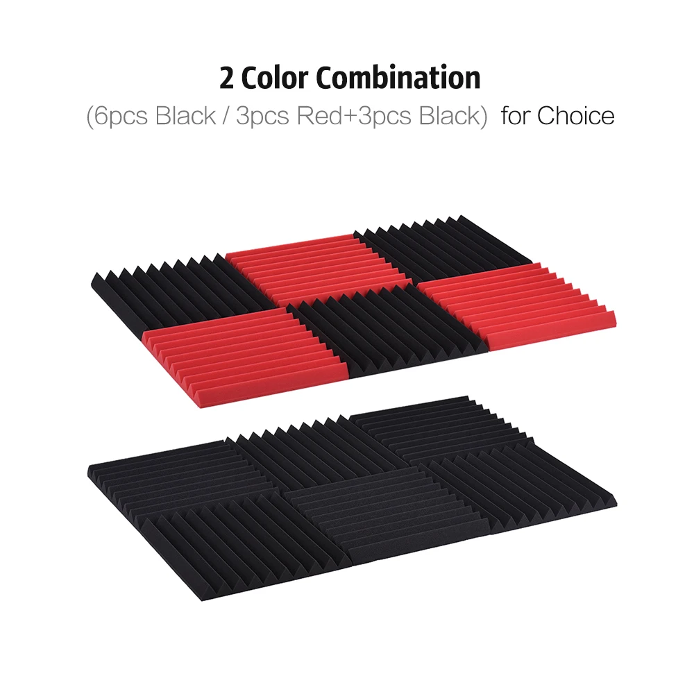 

High Density 6 Pack Studio Acoustic Foams Sponge Panels Tiles Absorption Sound Insulation Triangle Foam Flame-retardant