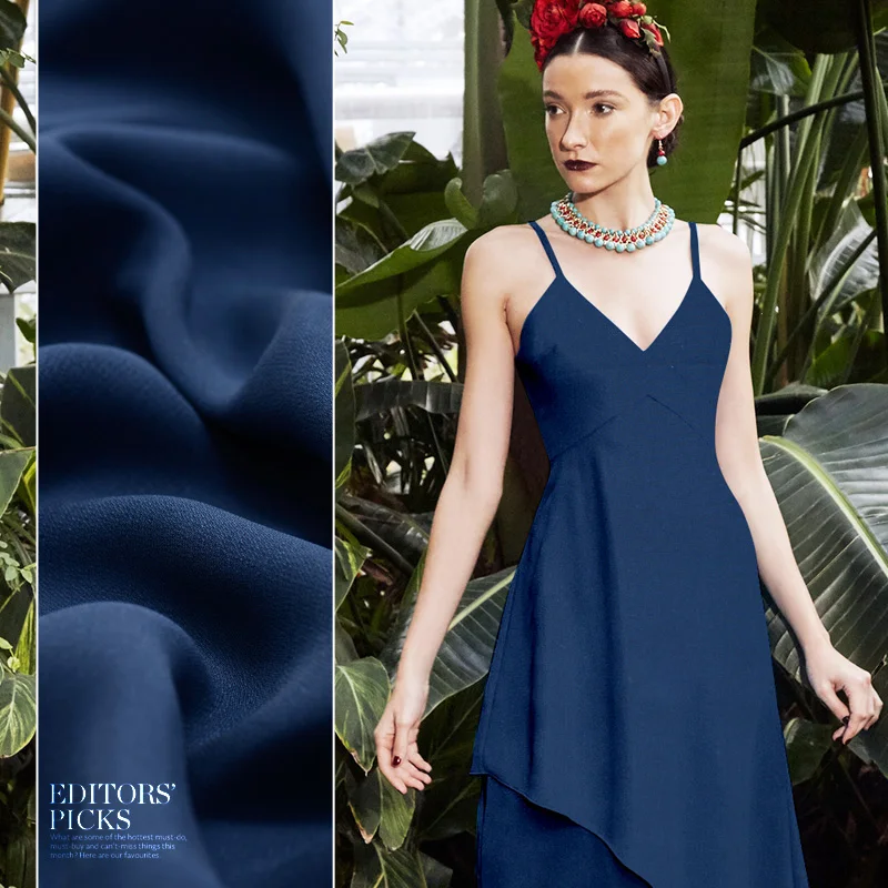 

Синяя шелковая ткань, тяжелый Джо 30 Момми, Тяжелая шелковая ткань, драпировка, шелковая ткань, рубашка, платье, юбка, одежда, ткань