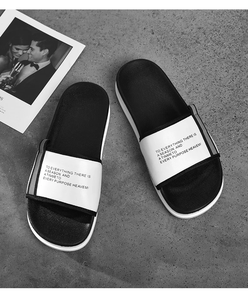 Мужские шлепанцы; коллекция года; Летняя мужская обувь; Повседневные Дышащие пляжные сандалии; шлепанцы на танкетке; Цвет черный, белый; Вьетнамки; мужские шлепанцы на плоской подошве