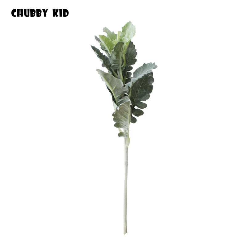 12 шт./лот! Искусственные растения большого размера флокирующие senecio cineraria Diy