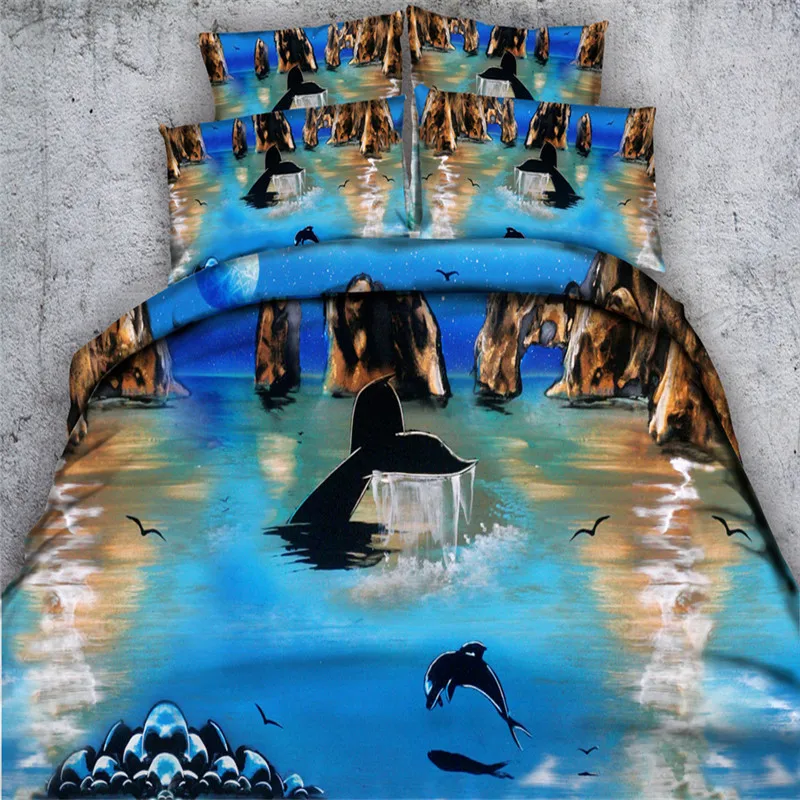 100% хлопок 3d Животные Слон кошка рыба 4 шт комплект постельного белья