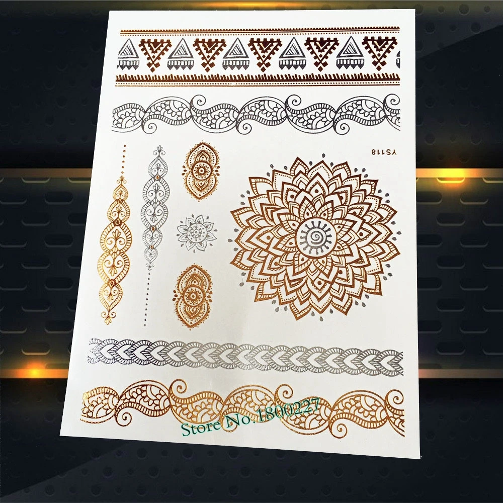 1 шт. золотой браслет в виде ракушки татуировка чокер временные наклейки PYS 17