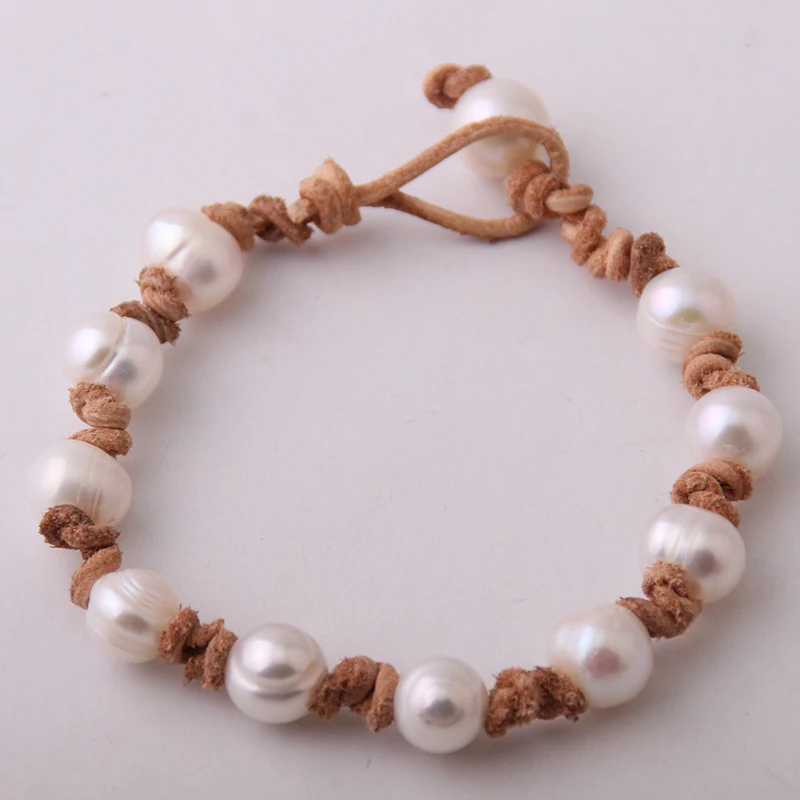 Модное женское платье жемчужный браслет Пресноводный Жемчуг завязанные