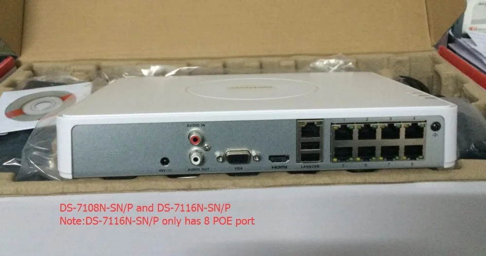 Hikvision NVR POE 8ch 16ch HD IP 1080 P видеонаблюдения сетевой видеорегистратор ds-7108n-sn/p ds-7116n-sn/p DS