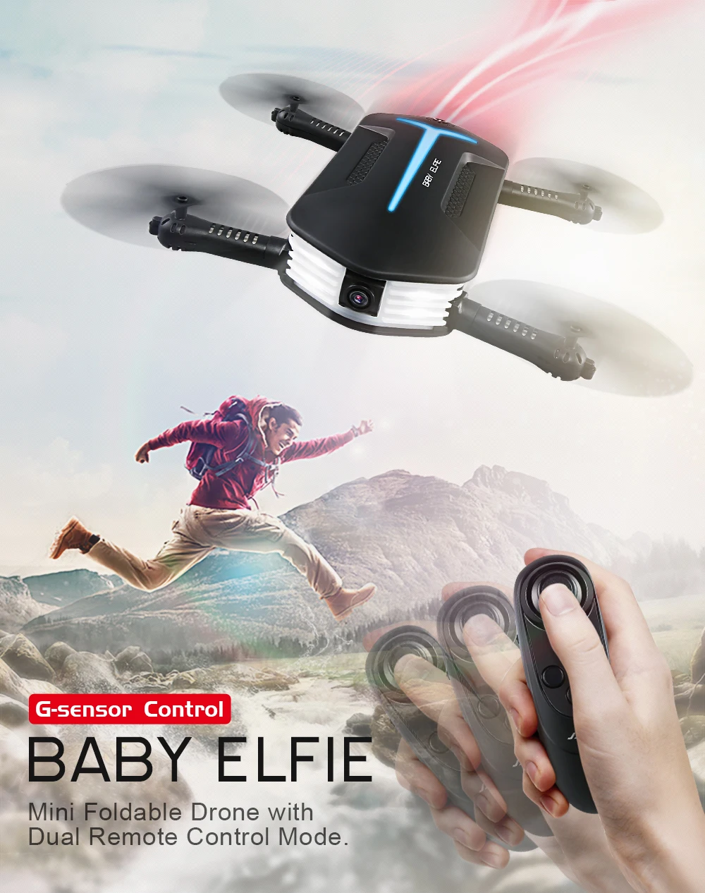 

JJRC H37Mini H37 Mini Baby ELFIE Altitude Hold Drone with Wifi FPV HD Camera Foldable G-Sensor Control RC Quadcopter Helicopter