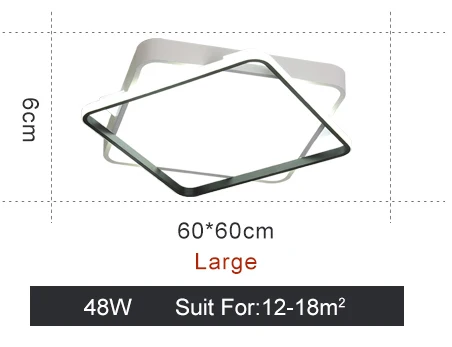 Square 60x60x6cm 48w Современная светодиодная Люстра для гостиной, спальни, диммер, люстра, лампа, акриловая лампа, лампадарио, светильник - Цвет абажура: Square 60x60x6cm 48w