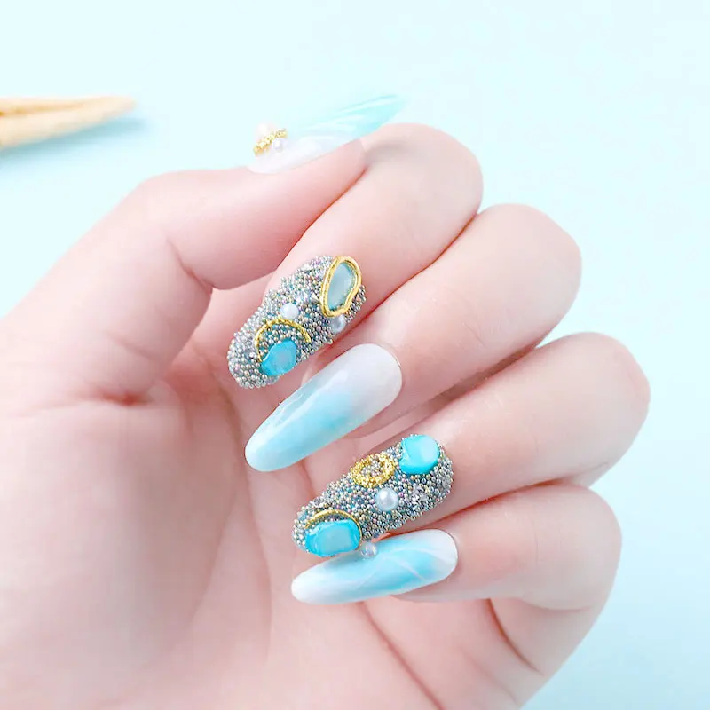 8 шт. Смешанные 3D украшения для дизайна ногтей блестящая Икра жемчужная рамка