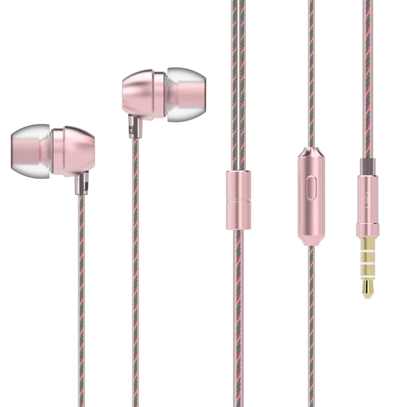 Розовый UiiSii супер духи стерео наушники HiFi динамические наушники с микрофоном Стильные Металлические 3,5 мм разъем универсальный для сотового телефона плеер - Цвет: Розовый