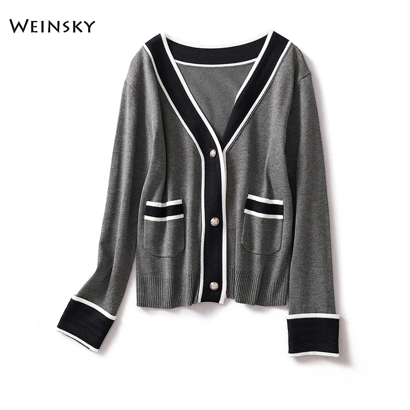 Женский вязаный свитер и кардиган модные свитера с длинным рукавом в Корейском