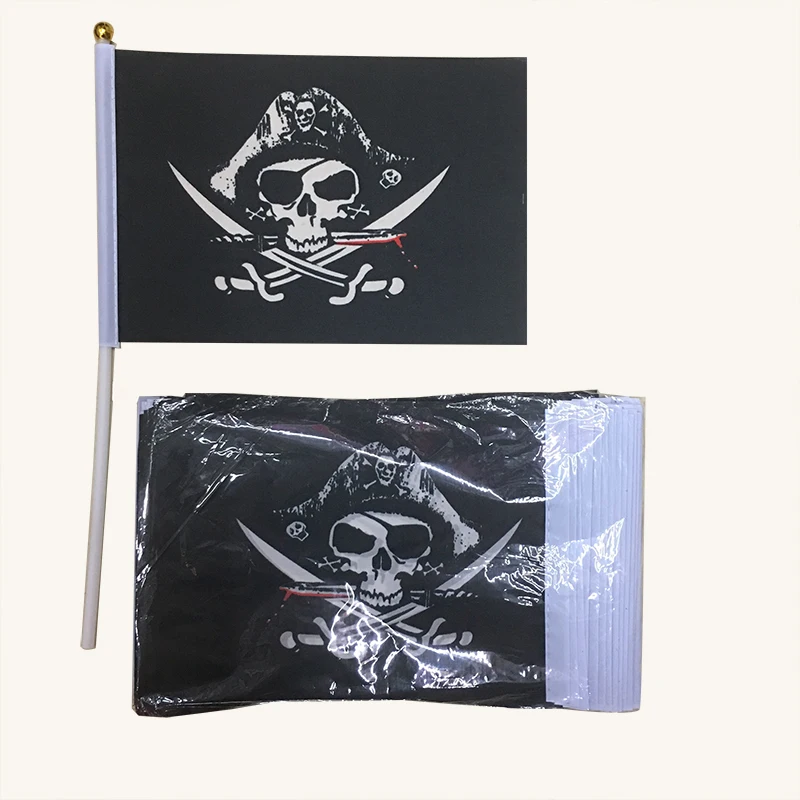 100 шт./лот Jolly Roger Череп и крест скрещенные кости Пираты Ручной флаг всех святых 14*21
