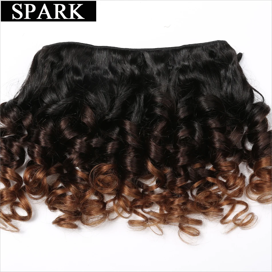 Spark Волосы remy эффектом деграде (переход от темного к Малайзии Вьющиеся 3/4 Связки с