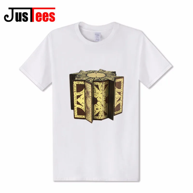 Взрослых брендовая одежда Hellraiser Puzzlebox 3D футболки Для мужчин Pinhead хоррора футболка