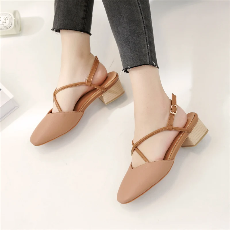 2019 г. женские летние милые босоножки на низком каблуке 5 см в Корейском стиле