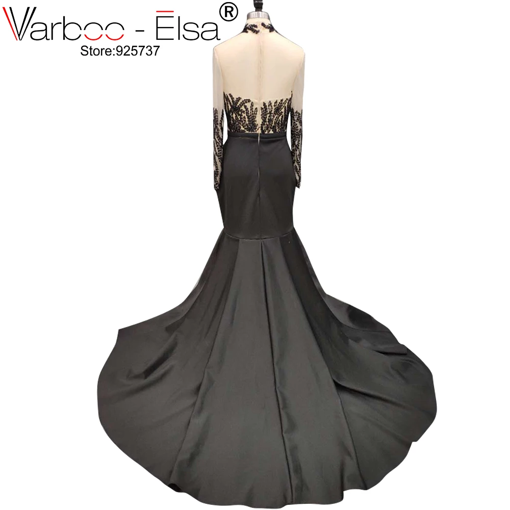 Женское длинное вечернее платье-Русалка VARBOO_ELS Черное Кружевное Платье макси с