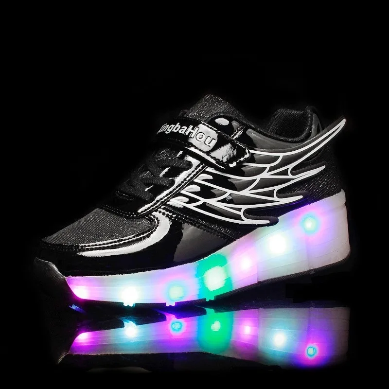 Детские светящиеся кроссовки для девочек с двойными/одиночными колесами Детская
