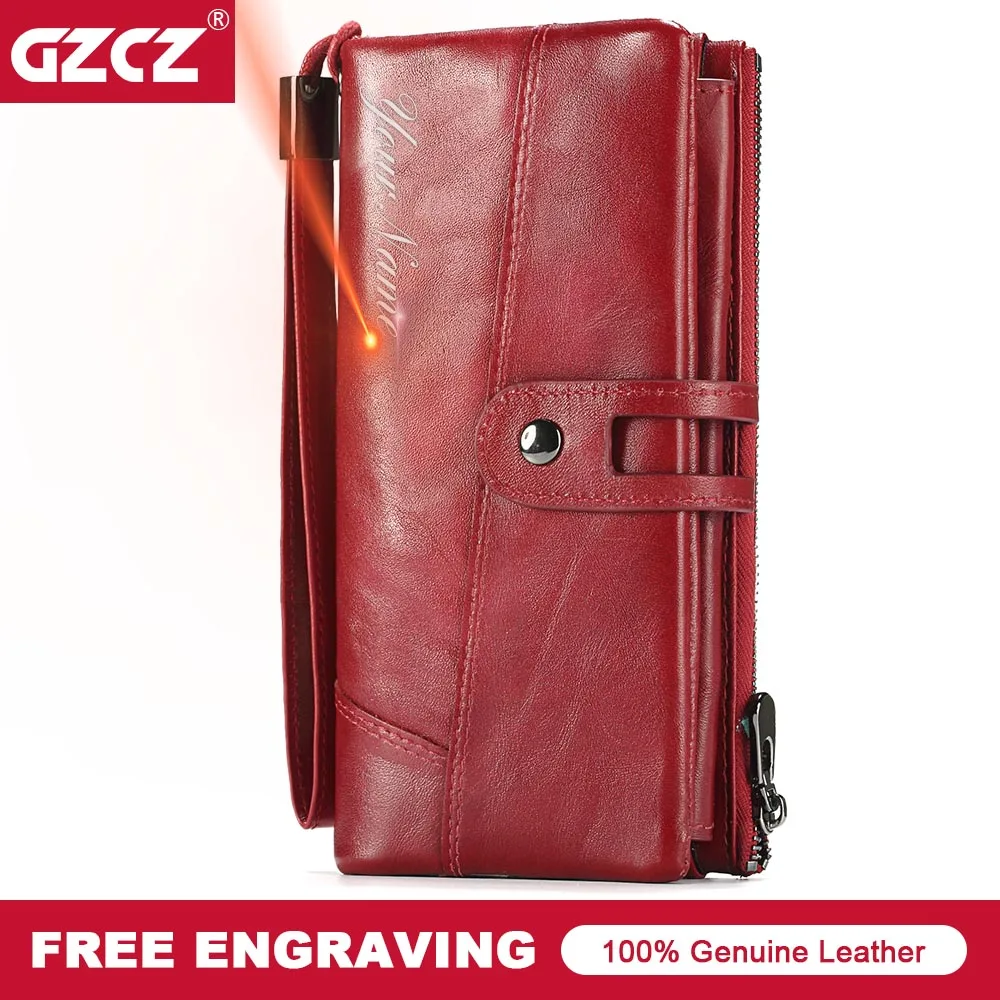 GZCZ RFID женский клатч кошелек из натуральной кожи на молнии женские кошельки
