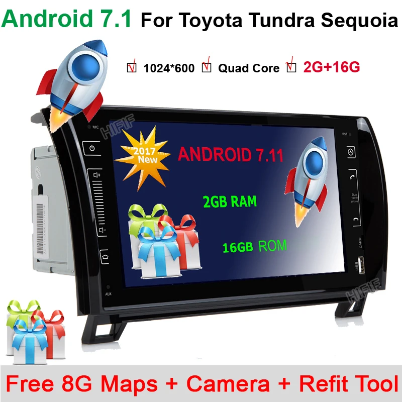 " Android 7,11 Автомагнитола аудио DVD gps навигация Центральный Мультимедиа для Toyota Sequoia Tundra 2007 2008 2009 2010 2011 2012