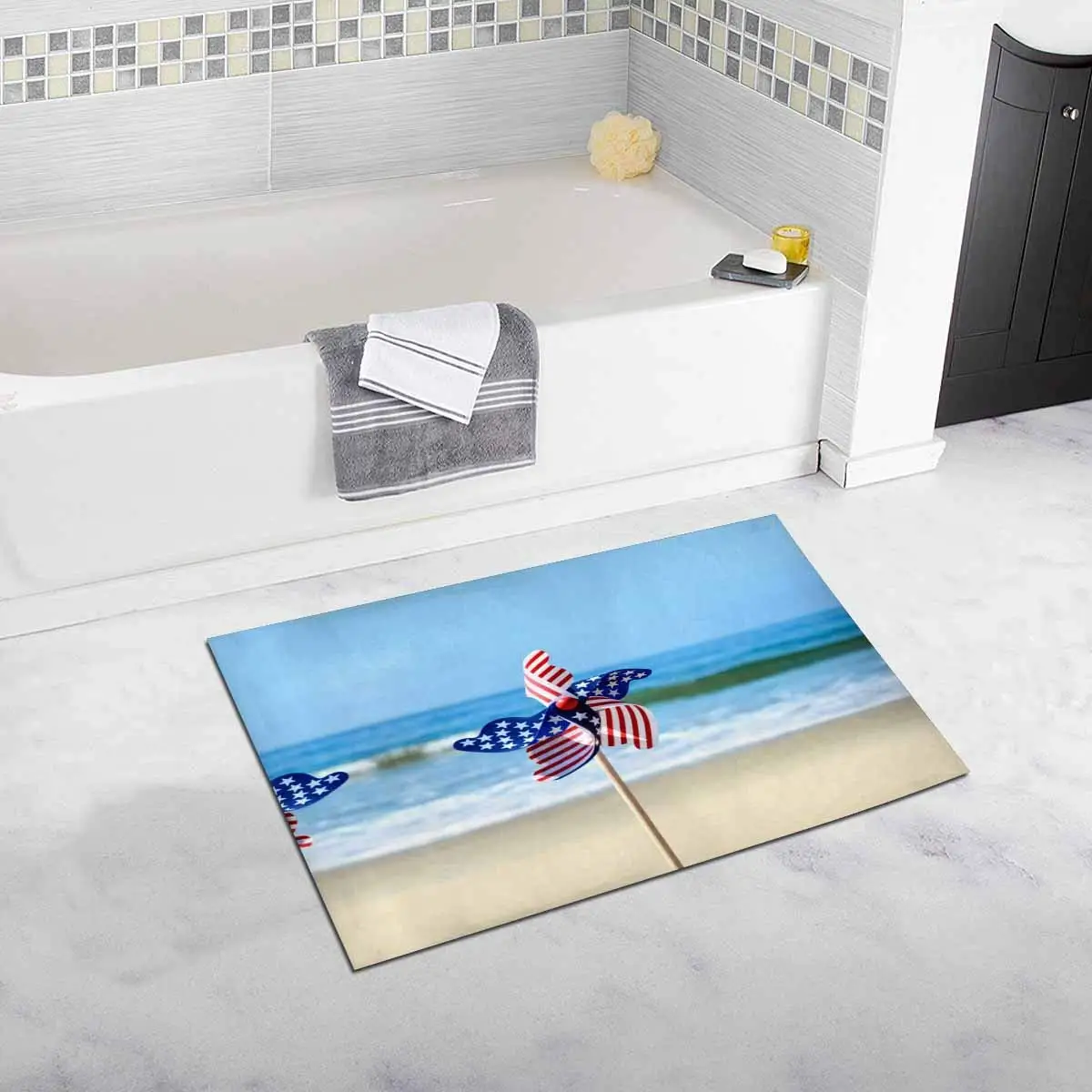 Патриотический США фон ветряная мельница нескользящий коврик для ванной 20 W X 32 L