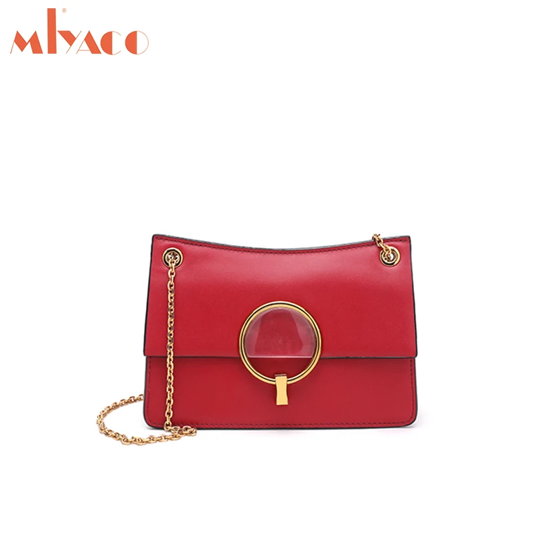 Дизайнерские женские сумки на плечо MIYACO кожаные через с металлическим кольцом и