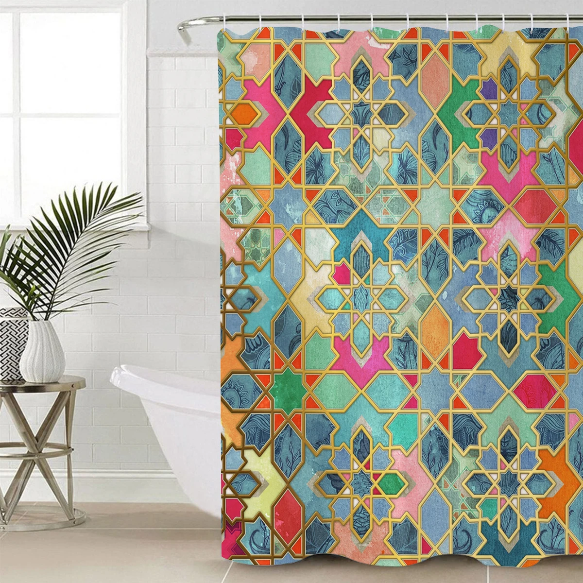 Золотые и великолепные красочные марокканские мозаичные очень длинные тканевые