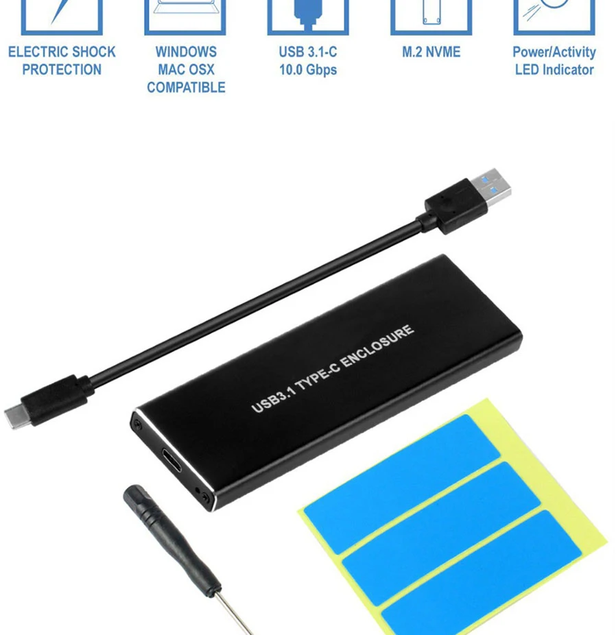 NVMe PCIE USB3.1 HDD корпус M.2 к USB 3,1 Тип C M ключ SSD корпус для жесткого диска внешний HDD чехол/PCIE SSD коробка