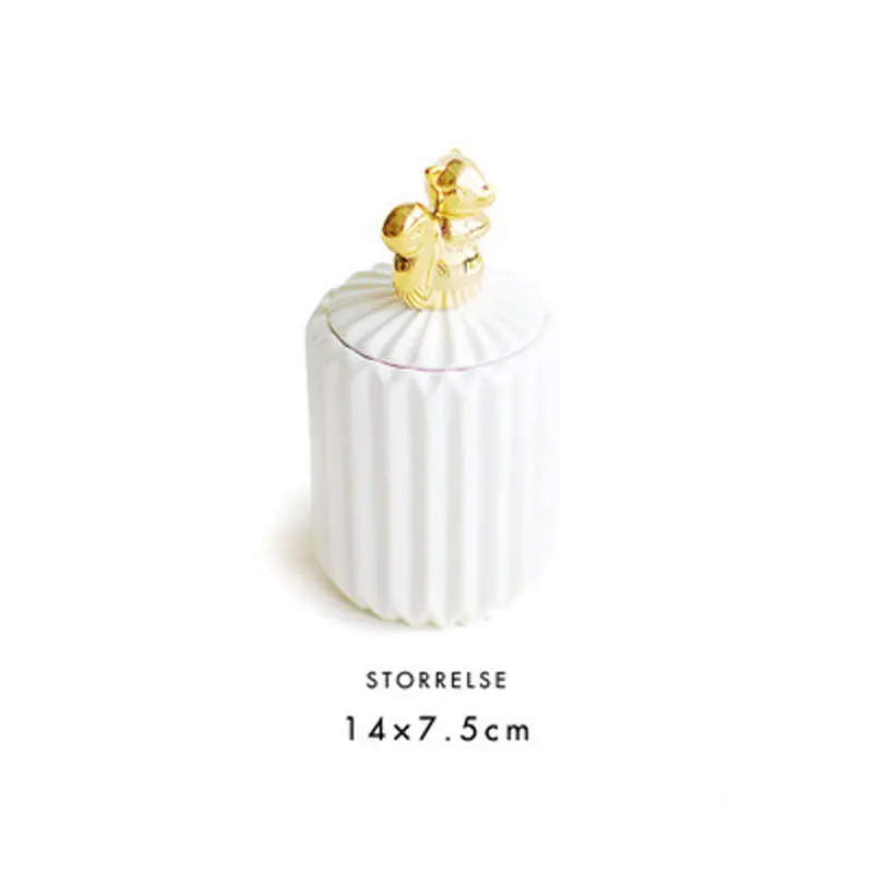 Ceramics Cotton Swab Storage Tank Makeup Organizer Kitchen Seal Cover Food Candy Jar Household Goods Decoration Ornaments | Дом и сад