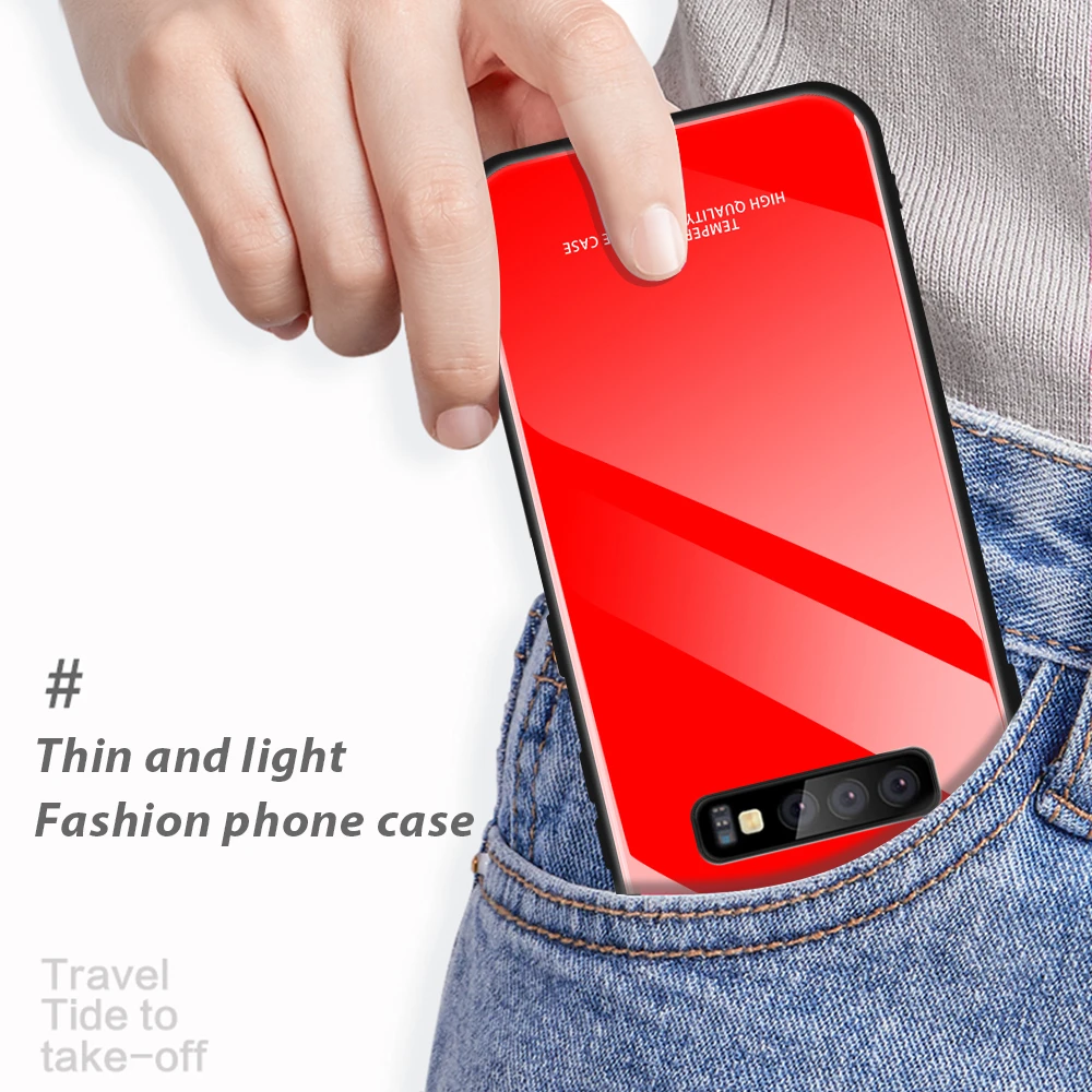 For Samsung Galaxy S10 S9 S8 Plus Soft TPU Frame Tempered Glass Back Case Cover S10E |