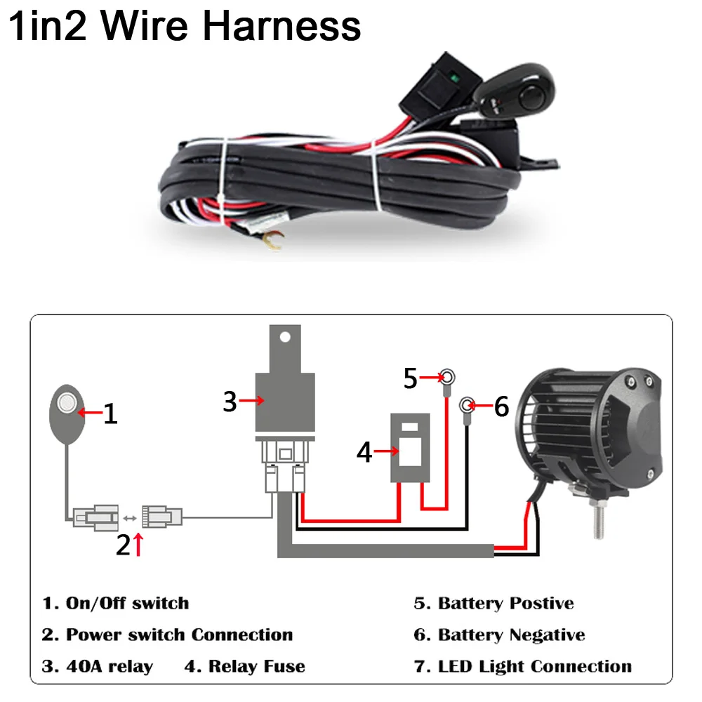 Wire harness 5 ''20 Вт 8'' 40 Вт 11 ''60 Вт светодиодный рабочий свет бар Спот Наводнение Combo балки лодка мото УАЗ ATV 4x4 грузовик внедорожный Барра де светодиодные противотуманные фары - Цвет: Wire harness