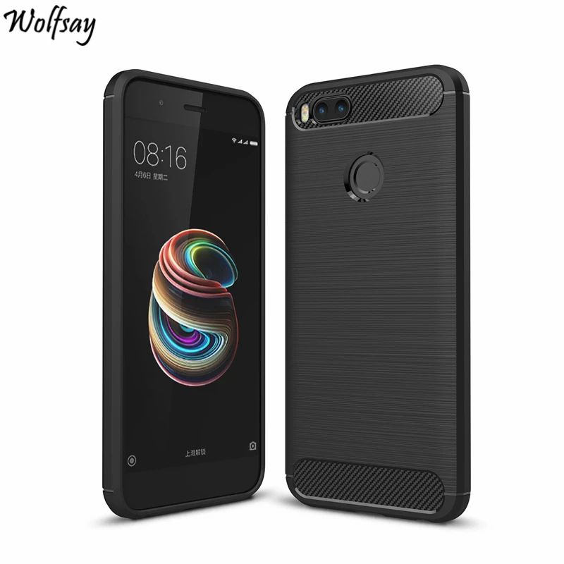 For Xiaomi Mi A1 Case Brushed Carbon Fiber Soft Silicone Phone Bumper Protective Cover |