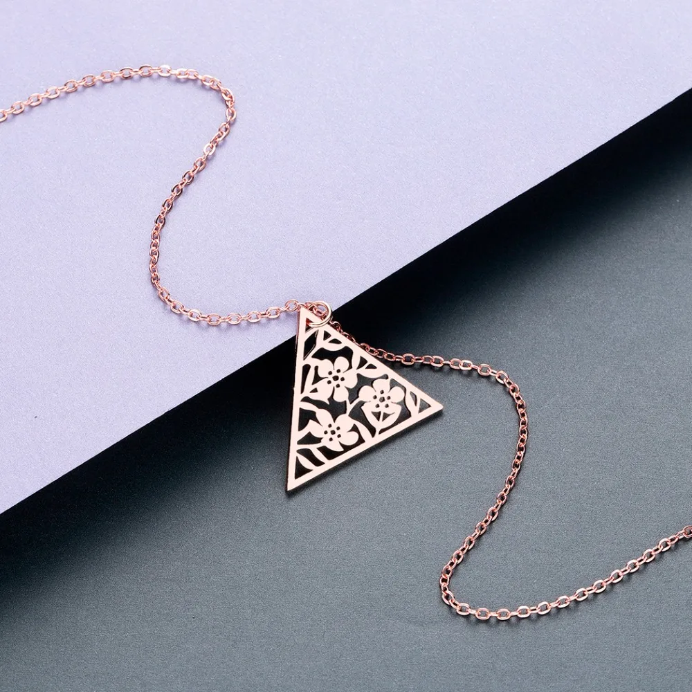 Чандлер из нержавеющей стали треугольное ожерелье модное розовое золото цвет