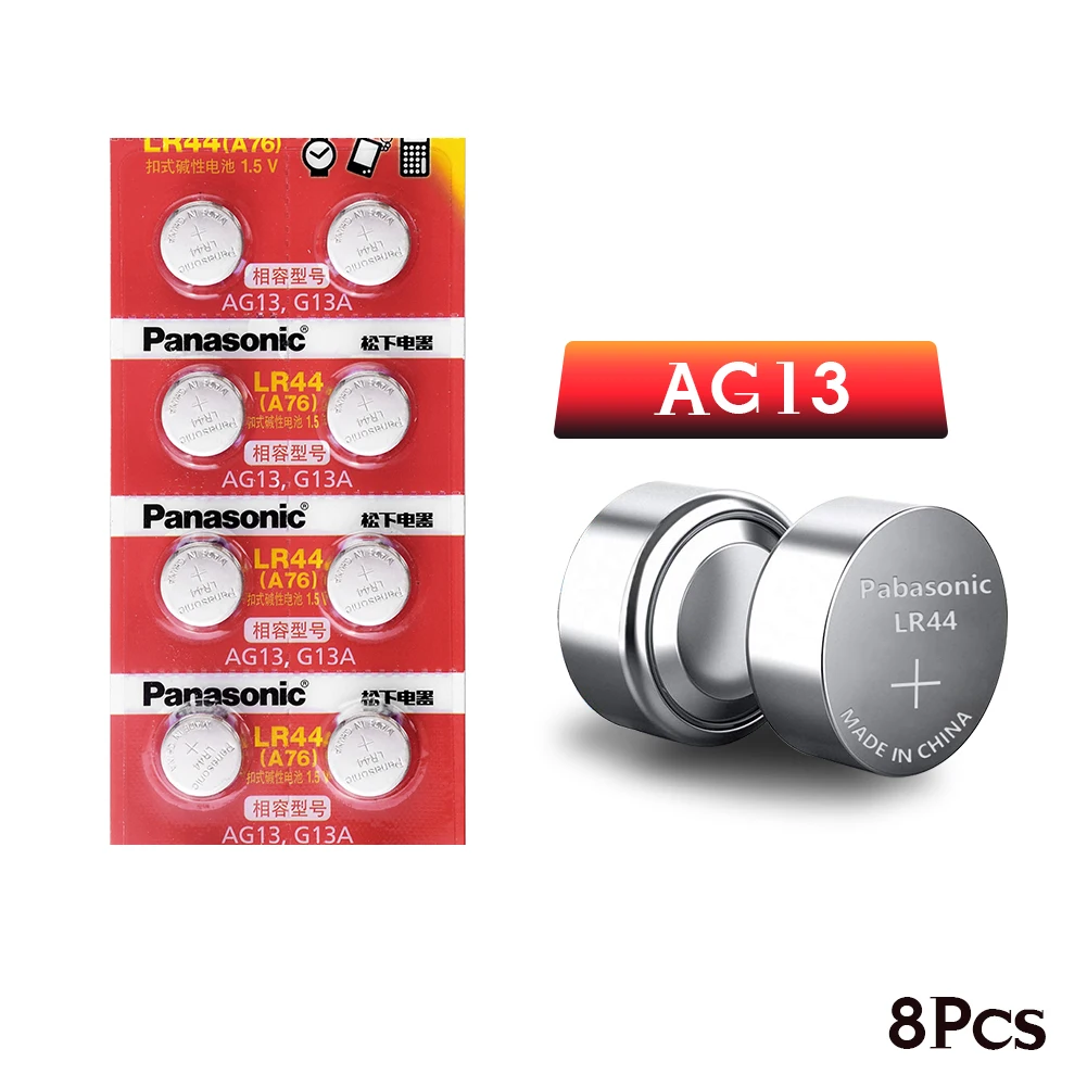 Panasonic 8 шт 1 5 V кнопочный аккумулятор A76 AG13 G13A LR44 LR1154 357A SR44 100% оригинал lr44 литиевые