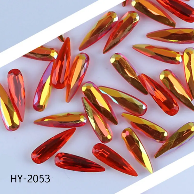 10 шт. цветные длинные водостойкие Стразы AB для дизайна ногтей Блестящие