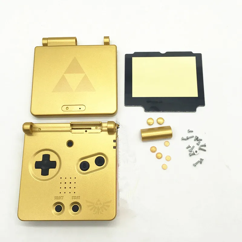 Золотой ограниченный корпус Оболочка Чехол + объектив экрана для Gameboy Advance SP GBA