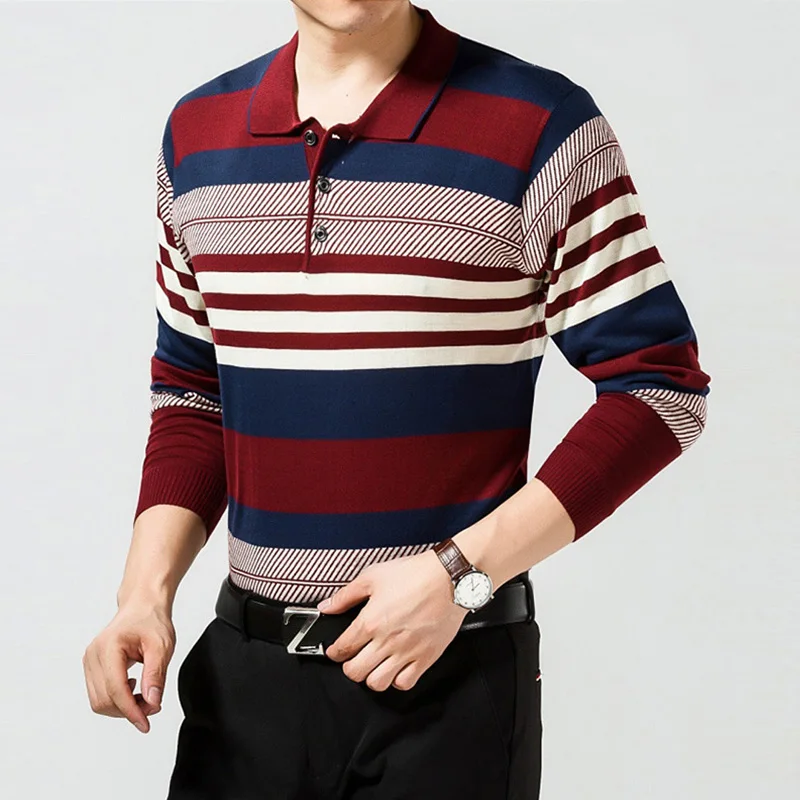 Wiivip Новинка 2017 года в полоску Для мужчин Мужские Поло рубашка Высокое качество