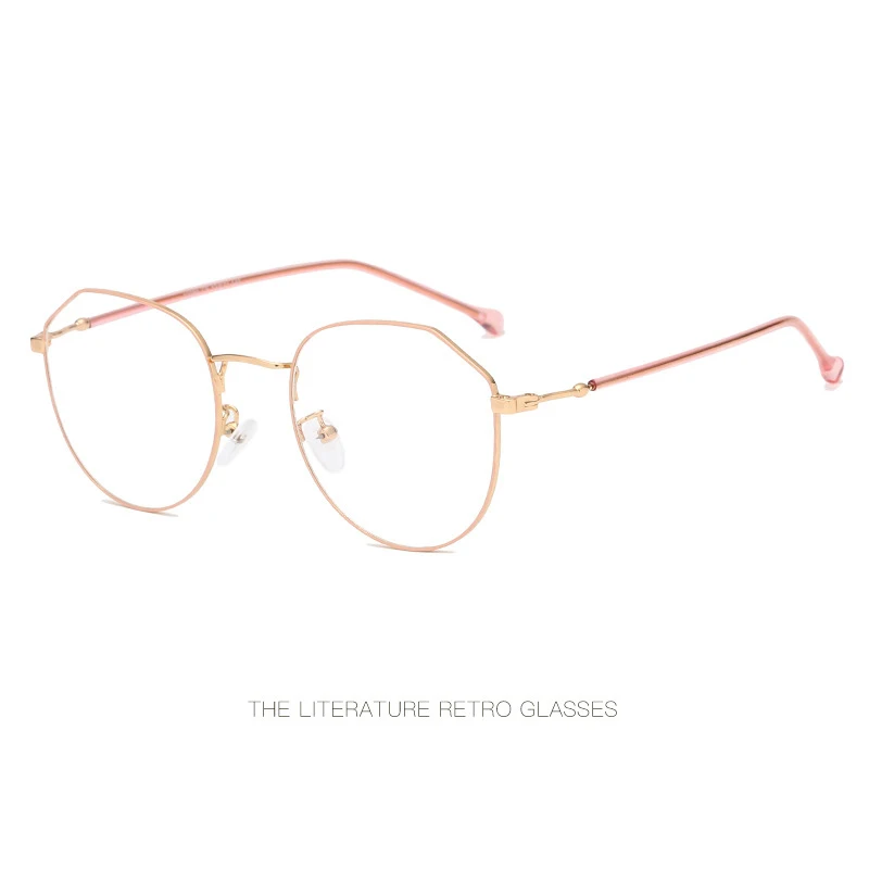 

Retro new Harajuku wind glasses frame Polygonal metal flat mirror for men and women Irregular can be equipped with myopia frames