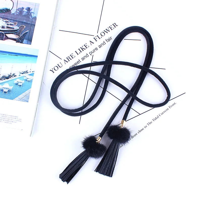 Женский ремень с бахромой пояс узелком и кисточками тонкий для платья 2019 |