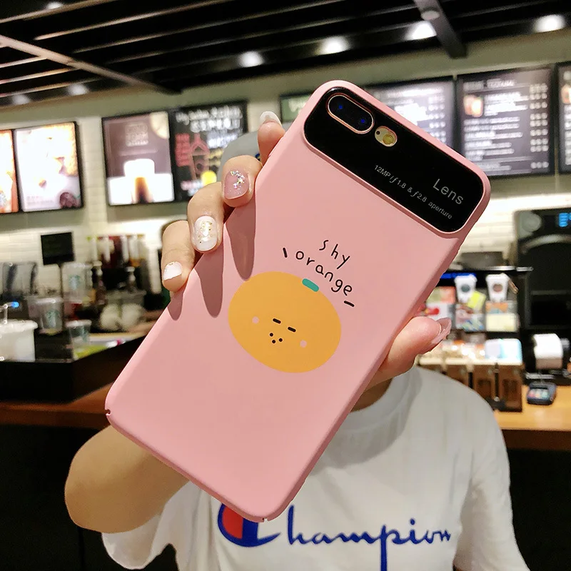 POBLU For iphone X Fashion Cartoon Fruit Orange Peach Phone Cover Cute Candy Color Mirror Hard PC Case Iphone 6s 7 8 Plus |