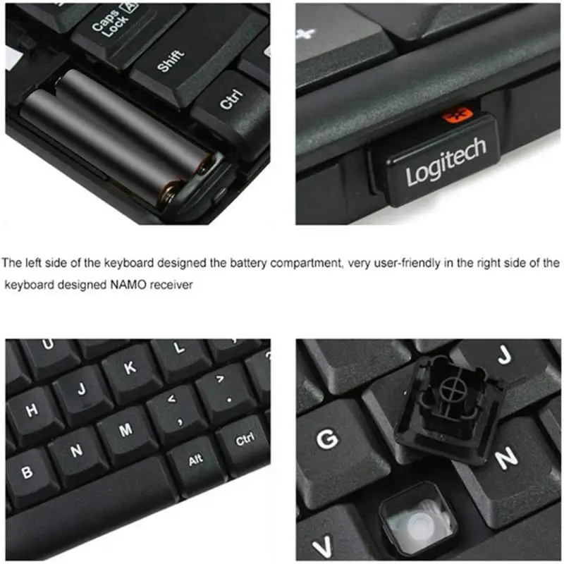 Logitech K230 Mute ультра-тихий Беспроводной Клавиатура 2,4 ГГц USB 2,0 приемник Офис клавиатура для настольных ПК