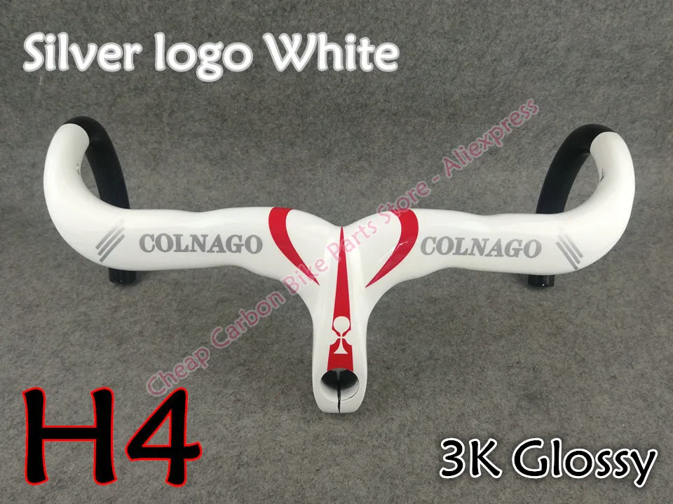 Полностью углеродное волокно с 3 K/UD матовый/глянцевый бело-красный Colnago углеродный Руль+ седло+ держатели для бутылок с водой C60 C64 - Цвет: H4