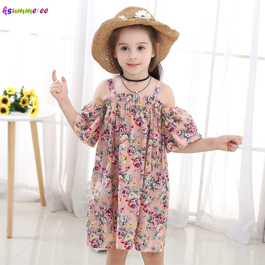Модное летнее платье с цветочным рисунком для девочек детский хлопковый