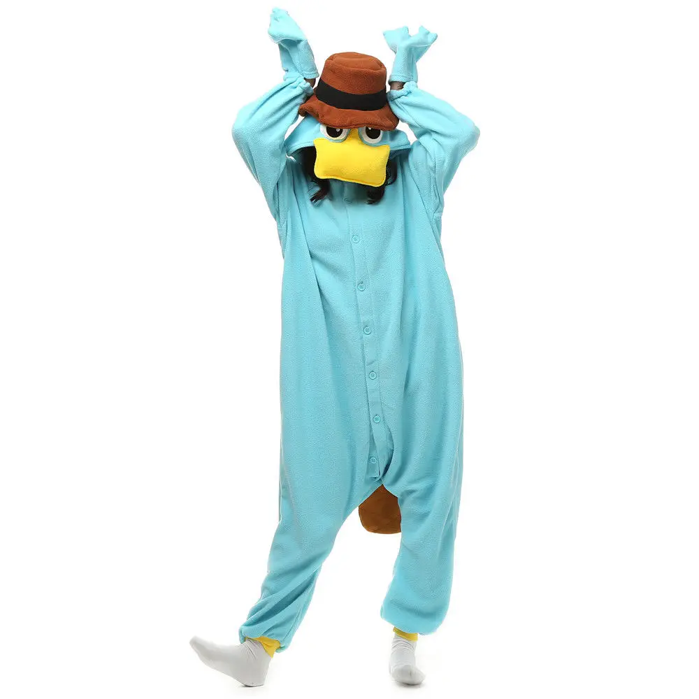 Adult Onesies Kigurumi Pajamas Animal Cosplay Costumes Sleepwear platypus S-XL Perry the Platypus