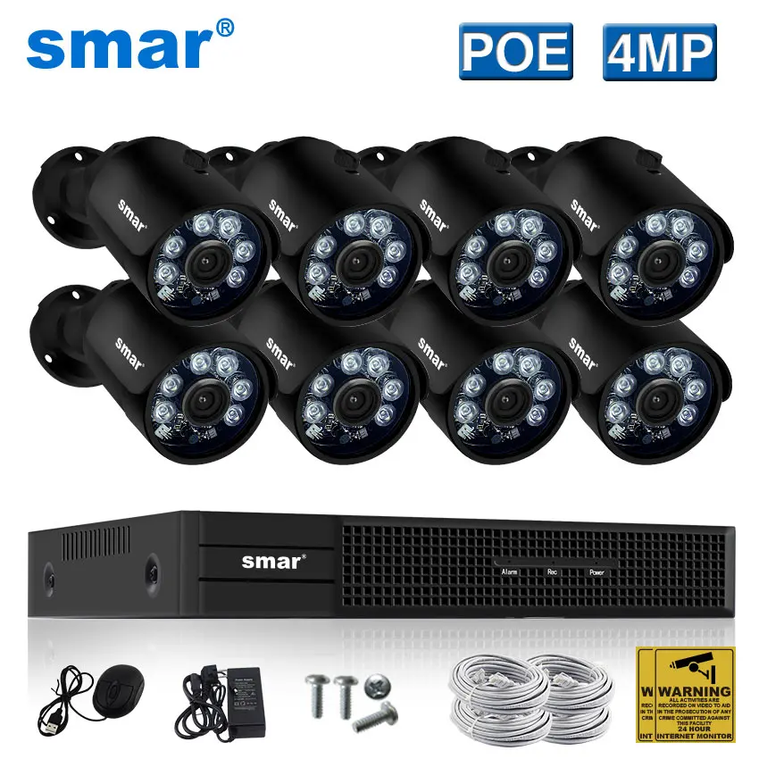 8CH 4MP POE NVR Kit Smreal Plug and Play H.265 4MP камера безопасности Система 8CH 4CH POE NVR комплект 4MP POE Bullet IP камера CCTV система видеонаблюдения - Цвет: 8CH 4MP POE NVR Kit